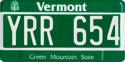 VT license plate YRR654
