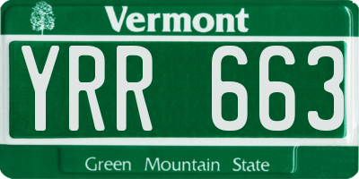 VT license plate YRR663