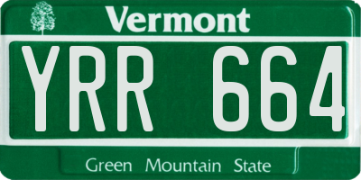 VT license plate YRR664