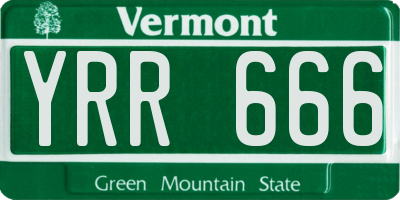 VT license plate YRR666