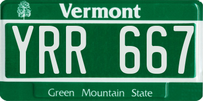 VT license plate YRR667