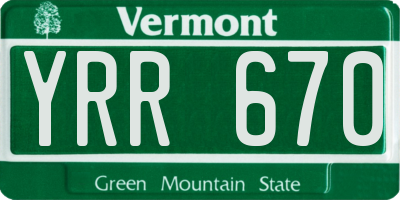 VT license plate YRR670
