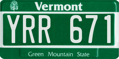 VT license plate YRR671