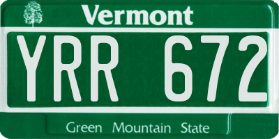 VT license plate YRR672