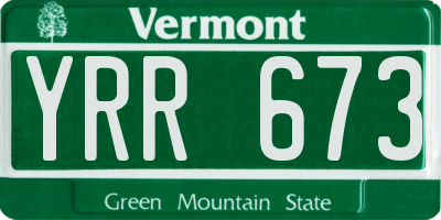 VT license plate YRR673