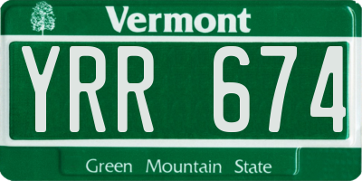 VT license plate YRR674
