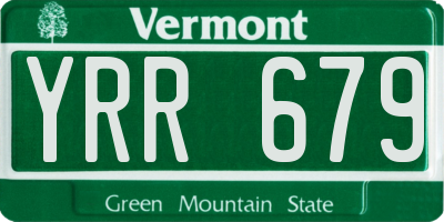 VT license plate YRR679