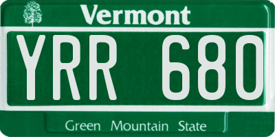 VT license plate YRR680
