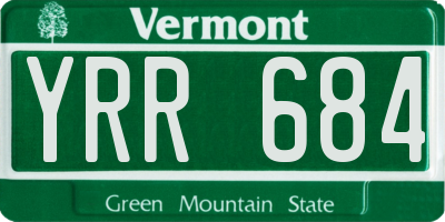 VT license plate YRR684