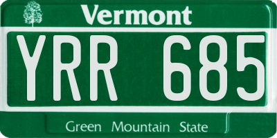 VT license plate YRR685