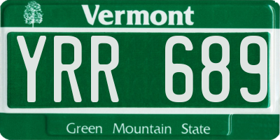 VT license plate YRR689