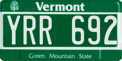 VT license plate YRR692