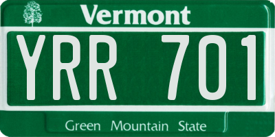 VT license plate YRR701