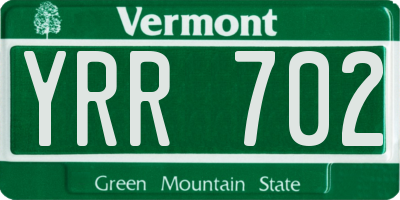VT license plate YRR702