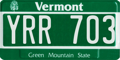 VT license plate YRR703