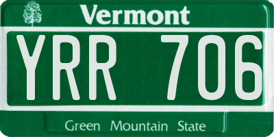 VT license plate YRR706