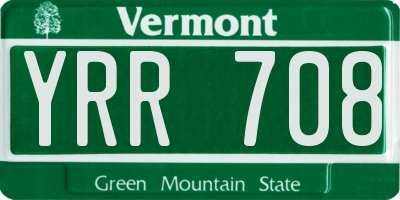 VT license plate YRR708