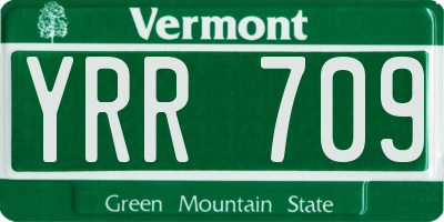 VT license plate YRR709