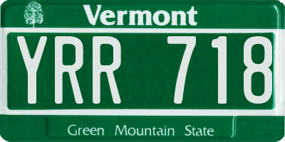 VT license plate YRR718