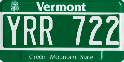 VT license plate YRR722
