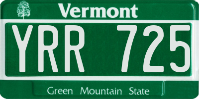 VT license plate YRR725