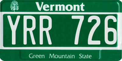 VT license plate YRR726