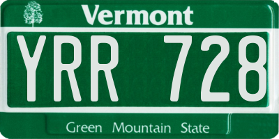 VT license plate YRR728