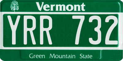 VT license plate YRR732