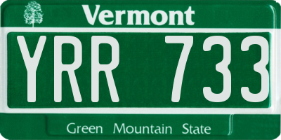 VT license plate YRR733