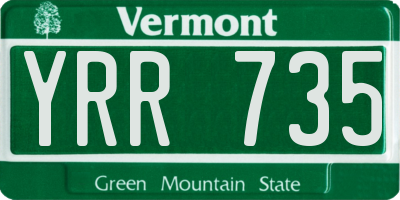VT license plate YRR735