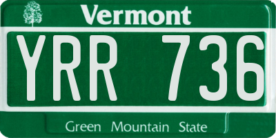 VT license plate YRR736