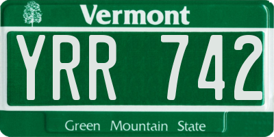 VT license plate YRR742