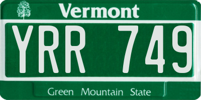 VT license plate YRR749
