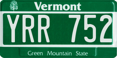 VT license plate YRR752