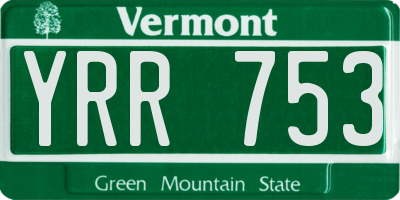 VT license plate YRR753