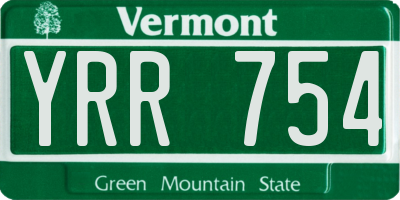 VT license plate YRR754