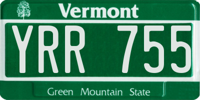 VT license plate YRR755