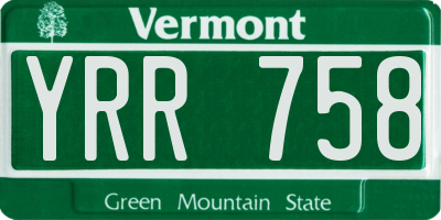 VT license plate YRR758