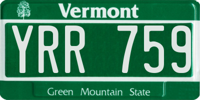 VT license plate YRR759