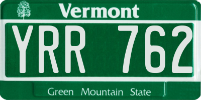 VT license plate YRR762