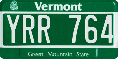 VT license plate YRR764