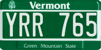 VT license plate YRR765