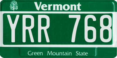 VT license plate YRR768
