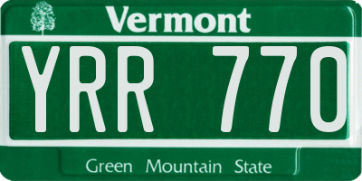 VT license plate YRR770