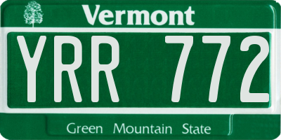 VT license plate YRR772