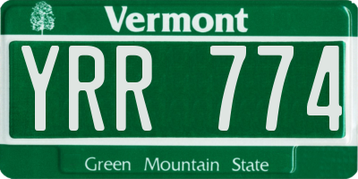 VT license plate YRR774