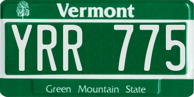 VT license plate YRR775