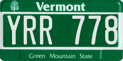 VT license plate YRR778