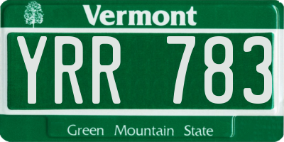 VT license plate YRR783