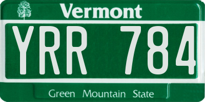 VT license plate YRR784